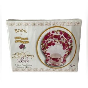 “Morning Rose” by Royal 5 Piece Place Setting Fine Bone China NIB